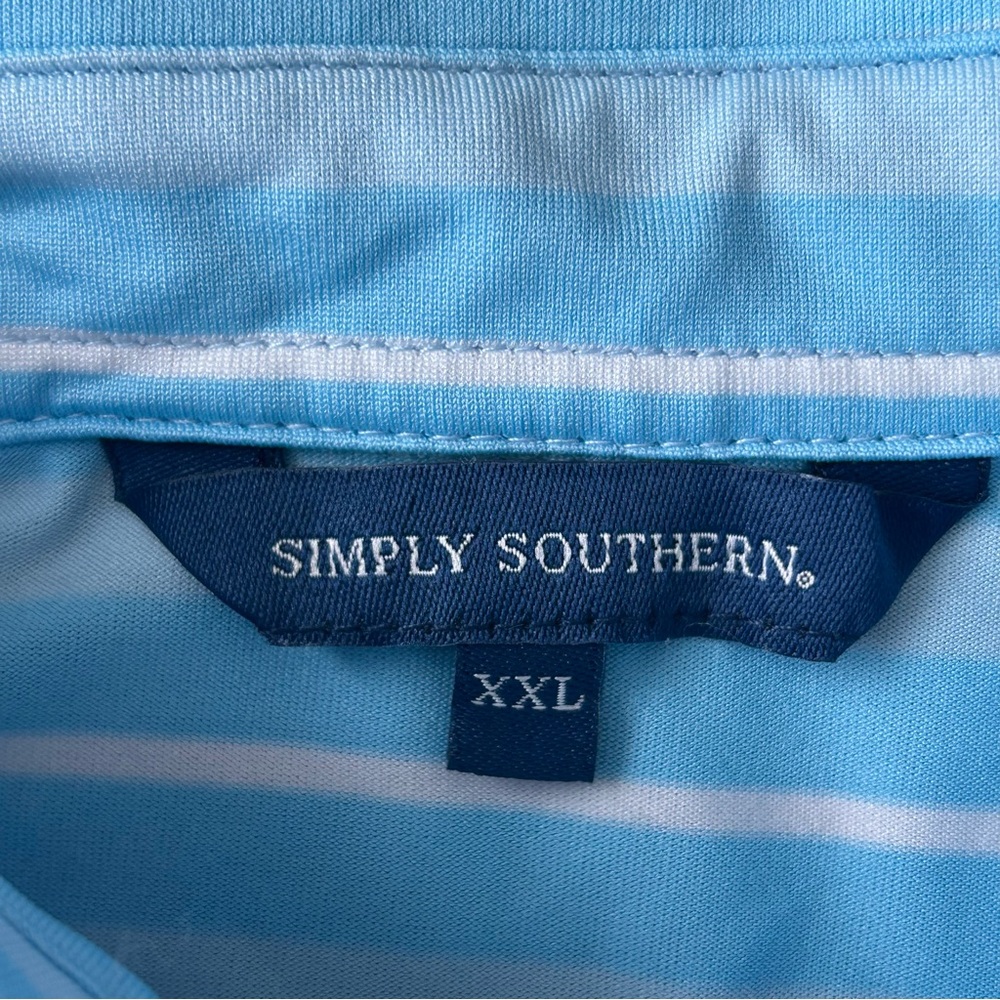 Simply Southern light blue striped lightweight performance polo shirt - Picture 5 of 8